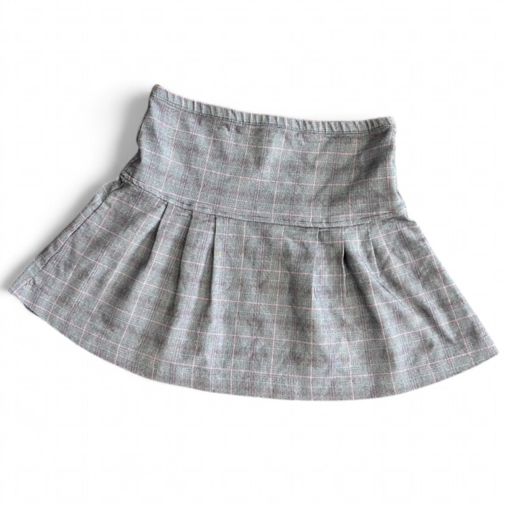 Forever 21 Gray Plaid Pleated Skater Skirt with Pink Windowpane